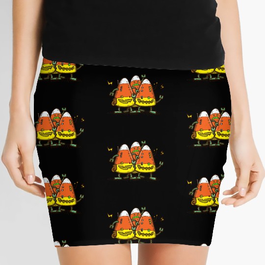 Candy Corn Bots Women's Mini Skirts
