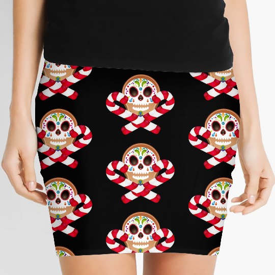 Gingerbread man Sugar Skull decor for Christmas Women's Mini Skirts