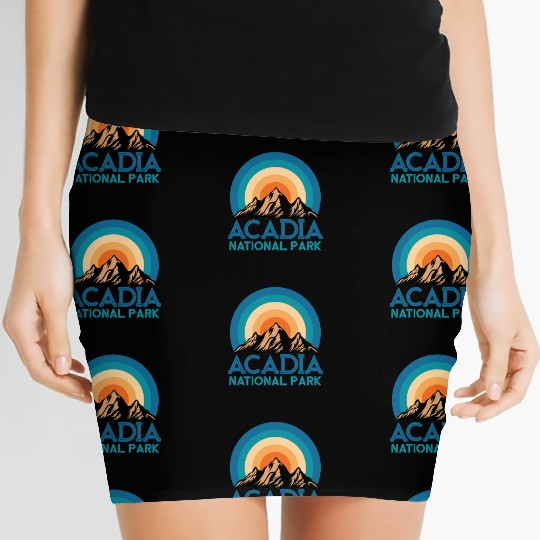 Cool Vintage Retro Acadia National Park Mountain Women's Mini Skirts