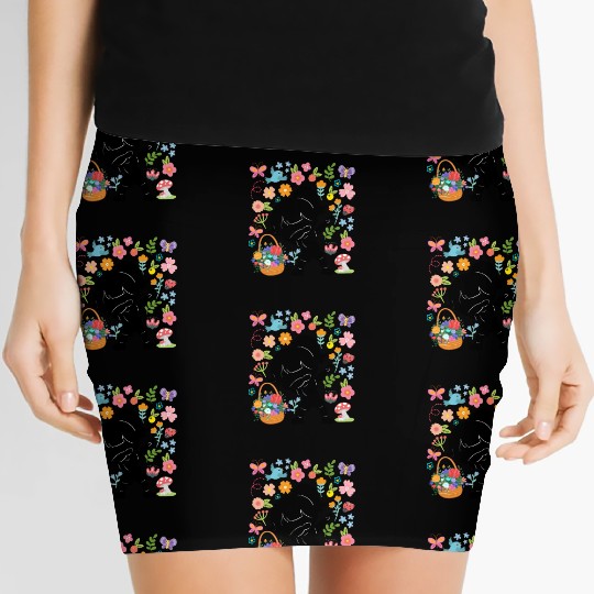 Silhouette Dabbing Girl Hippie Bouquet Spring Women's Mini Skirts