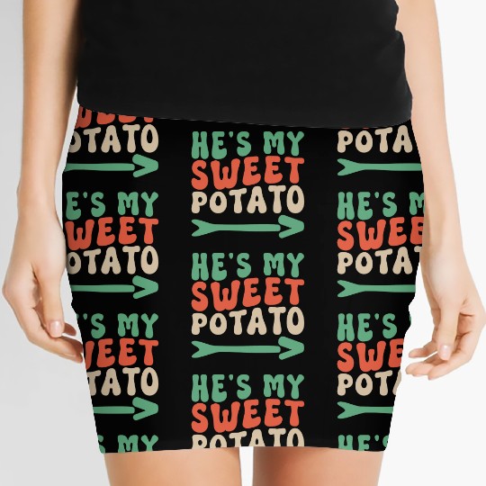 Groovy He's My Sweet Potato Couple's Matching Women's Mini Skirts