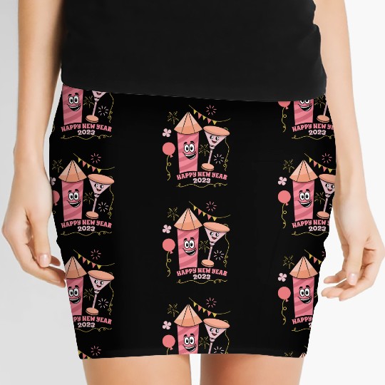 Wine Fireworks 2023 New Year Hello 2023 New Year Women's Mini Skirts