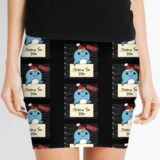 Narwhal christmas funny prison Women's Mini Skirts