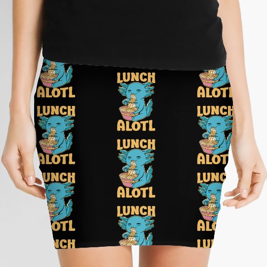 Axolotl Eating Ramen Funny Lunchalotl Women's Mini Skirts