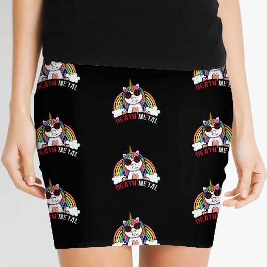 Satan Rainbow Unicorn Love Metal Music Heavy Rock Women's Mini Skirts