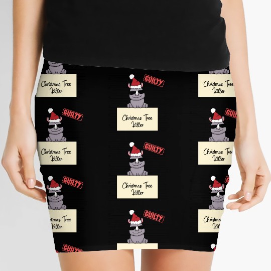 rhino christmas funny prison Women's Mini Skirts