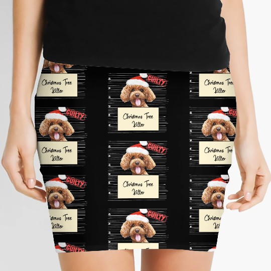 poodle christmas funny prison Women's Mini Skirts