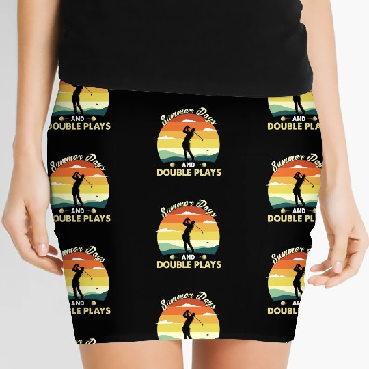 Golf summer days and double plays vintage Women's Mini Skirts