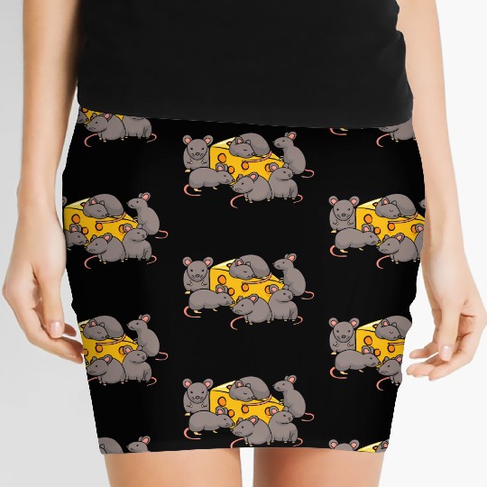 Cute Rats Cheese Lover Funny Rat Women's Mini Skirts