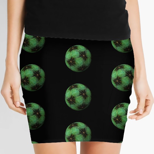 3D Geometric Sphere with Green Highlights Women's Mini Skirts