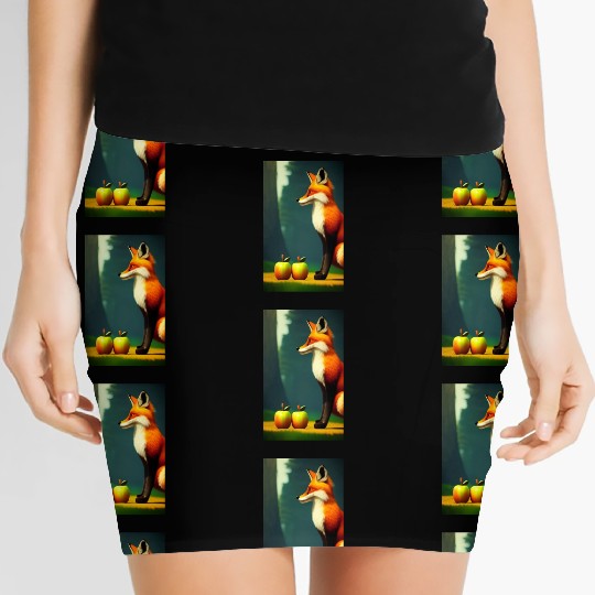 Fox and apples Women's Mini Skirts