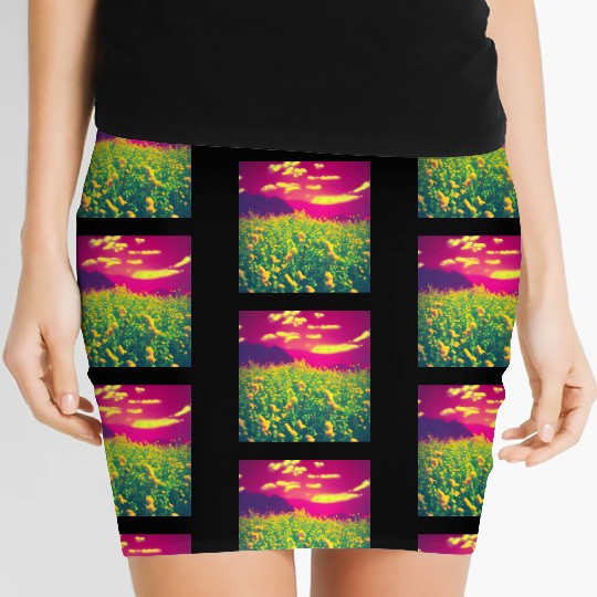Abstract Flowers on a Pink Background Women's Mini Skirts