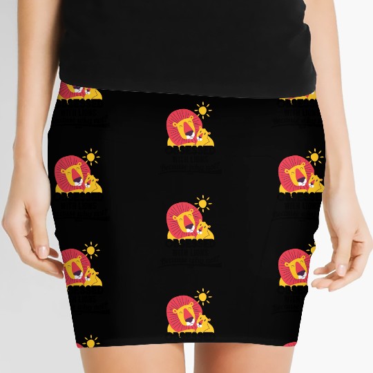 Lion lying in the African sun Women's Mini Skirts