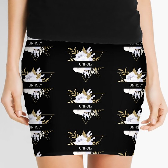 Unholy Flower Floral Minimalist Typography Women's Mini Skirts