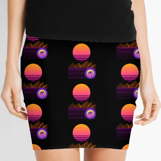 Synthwave Mountain Women's Mini Skirts