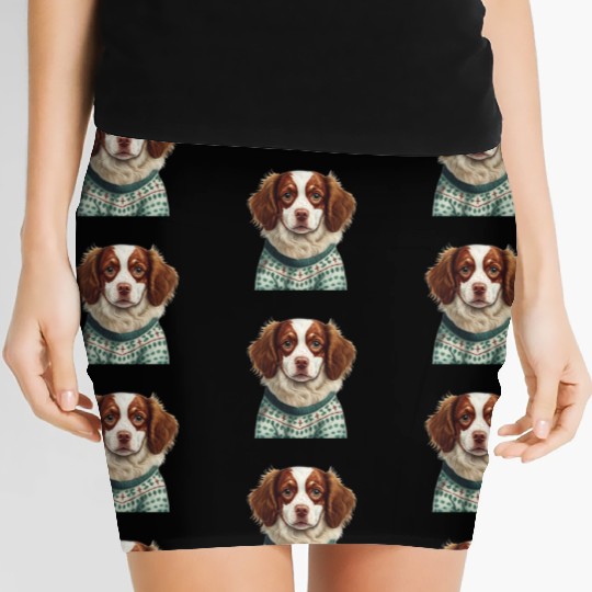 Festive Brittany in a Christmas Sweater Women's Mini Skirts