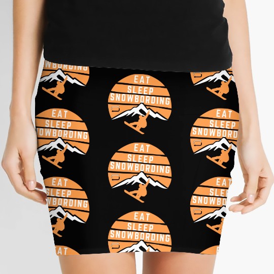 Eat sleep snowboarding repeat Winter sport lover Women's Mini Skirts