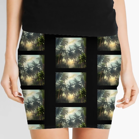 Jungle with palm trees Women's Mini Skirts