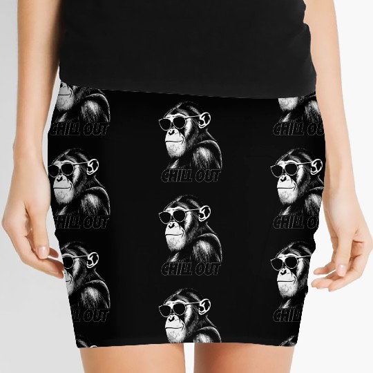 Chimpanzee chill out Women's Mini Skirts