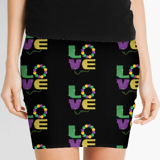 Love New Orleans Festival Parade Beads Mardi Gras Women's Mini Skirts