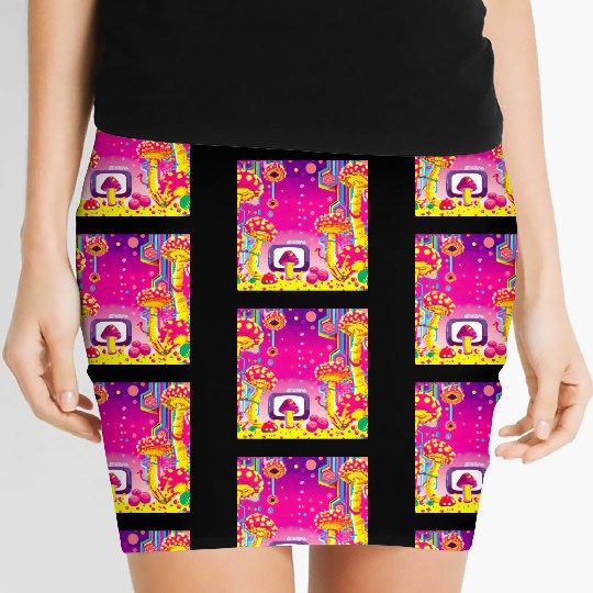 Psychedelic Video Game Fantasy World Women's Mini Skirts