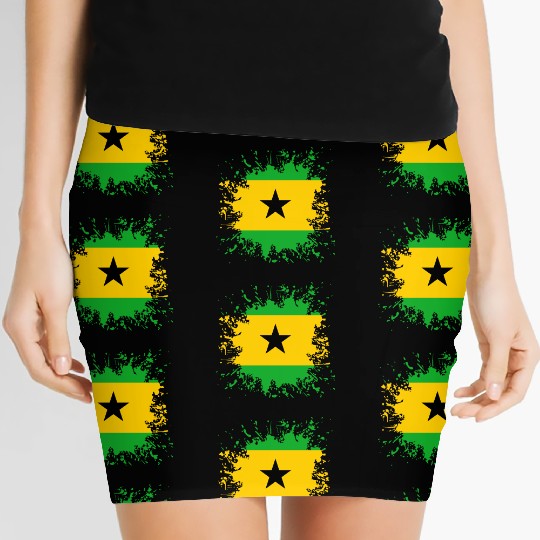 Sao Tome And Principe Flag Paint Splatter Women's Mini Skirts