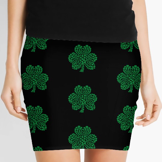 Womens cats Icon white Shamrock St. Patrick's Day Women's Mini Skirts