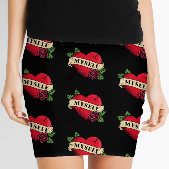 Heart Tattoo Love Myself Women's Mini Skirts