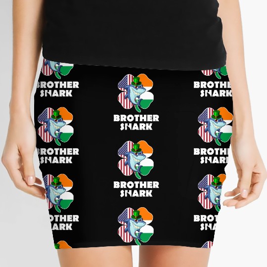 Irish American Flag Ireland Shamrock Brother Shark Women's Mini Skirts