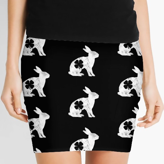 St Patrick's Day Rabbit Bunny Irish Green Shamrock Women's Mini Skirts