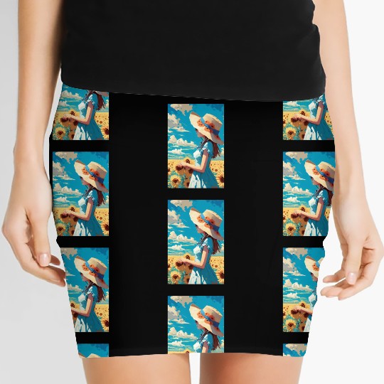 Sunflower girl summer Women's Mini Skirts