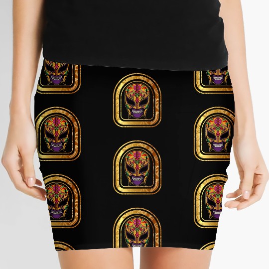 Dia De Los Muertos Women's Mini Skirts, Lucha Libre El Santo