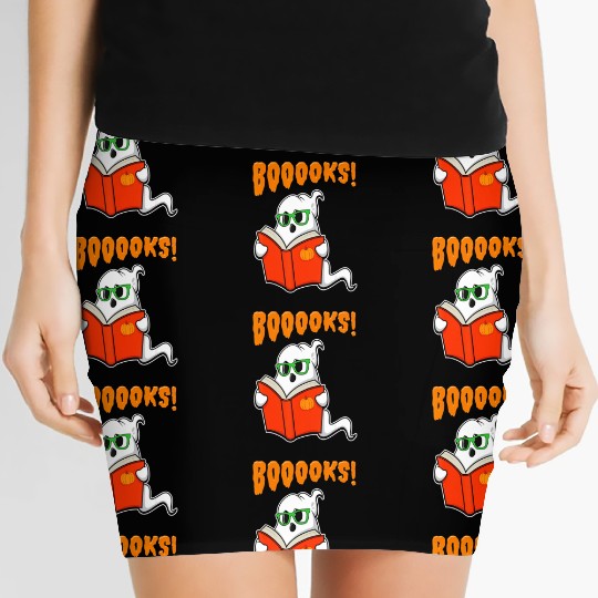 Funny Teacher Halloween Ghost Books Reading Women's Mini Skirts