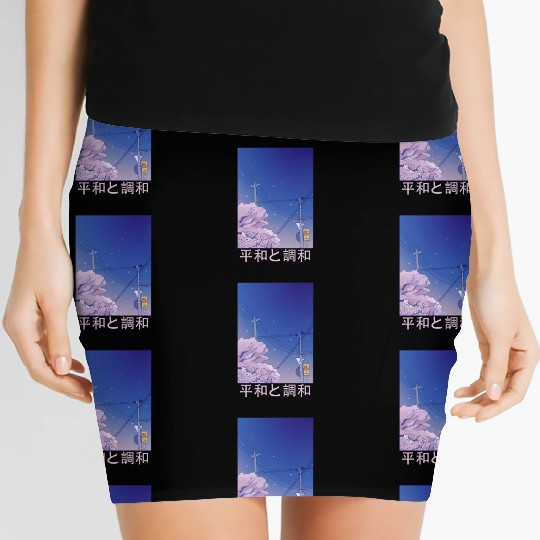 Night Stars Sky Japanese Vaporwave Cherry Blossom Women's Mini Skirts