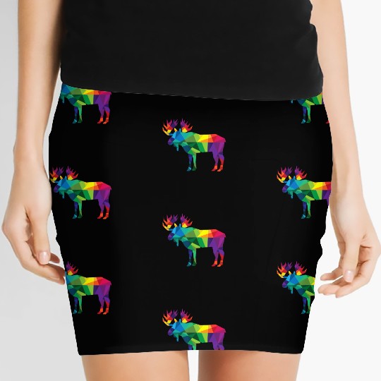 Moose Colorful Low Poly Art HUNTING Theme - Hunter Women's Mini Skirts