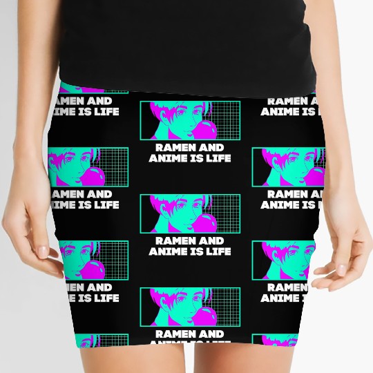 Ramen and Anime Is Life Kawaii Japanese Cute Japan Women's Mini Skirts