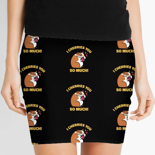 Cute Animal Hamster Cherry Pet Food Pet Hamster Women's Mini Skirts