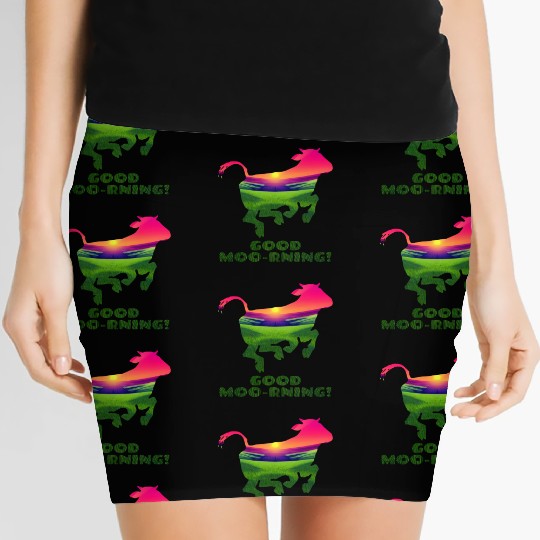 Good Moo-rning! Pop Art Sunrise Leaping Calf Women's Mini Skirts
