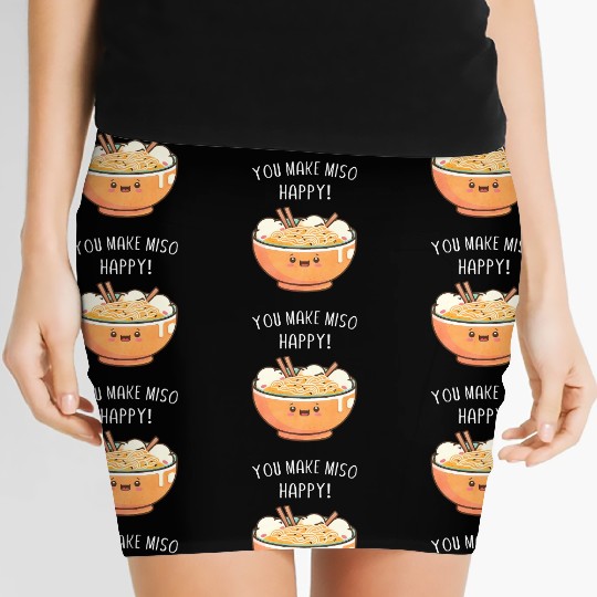 Cute Kawaii Ramen Noodles Anime Japanese Food Ram Women's Mini Skirts