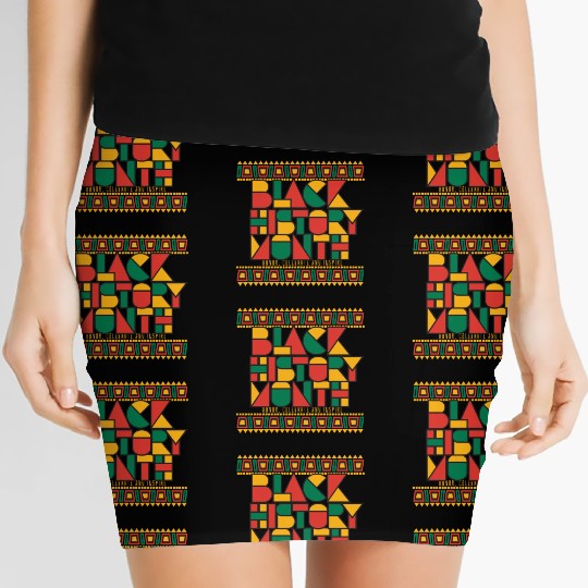 Black Geometric History Month Women's Mini Skirts