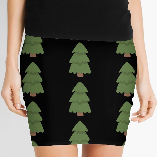 Cartoon Evergreen Tree Women's Mini Skirts
