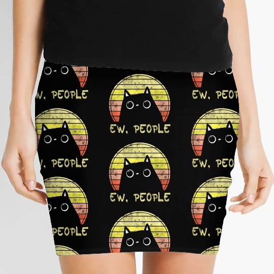Ew, People Vintage Funny Cat Lover Gift Women's Mini Skirts