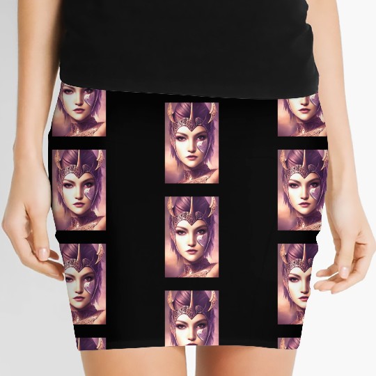 Warrior princess wearing gothic plate dark fantasy Women's Mini Skirts
