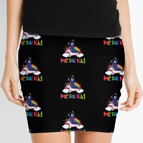 Metal Kid Music Unicorn Skeleton Grim Rock Heavy Women's Mini Skirts