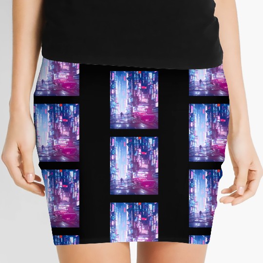 Cyberpunk Vaporwave Anime Japan Cyber synthwave Women's Mini Skirts