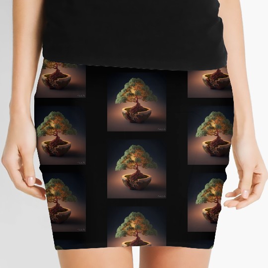 Cannabonsai - Bonsai Tree, Minimalist Cannabis Women's Mini Skirts