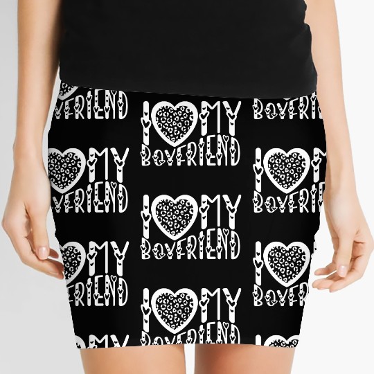 I Love My Boyfriend I Heart My Boyfriend Leopard Women's Mini Skirts