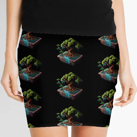 8 Bit Bonsai Tree Women's Mini Skirts