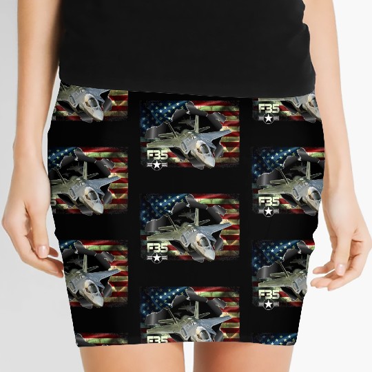 F 35 Lightning Air Force Military Veteran Pride US Women's Mini Skirts