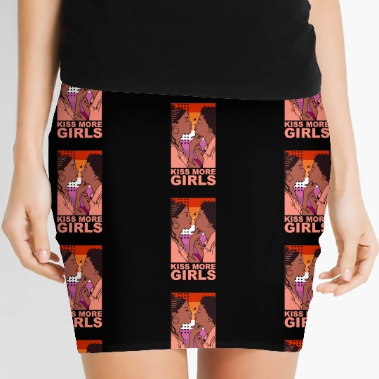 Kiss More Girls Black Lesbian Women Cute LGBT Prid Women's Mini Skirts